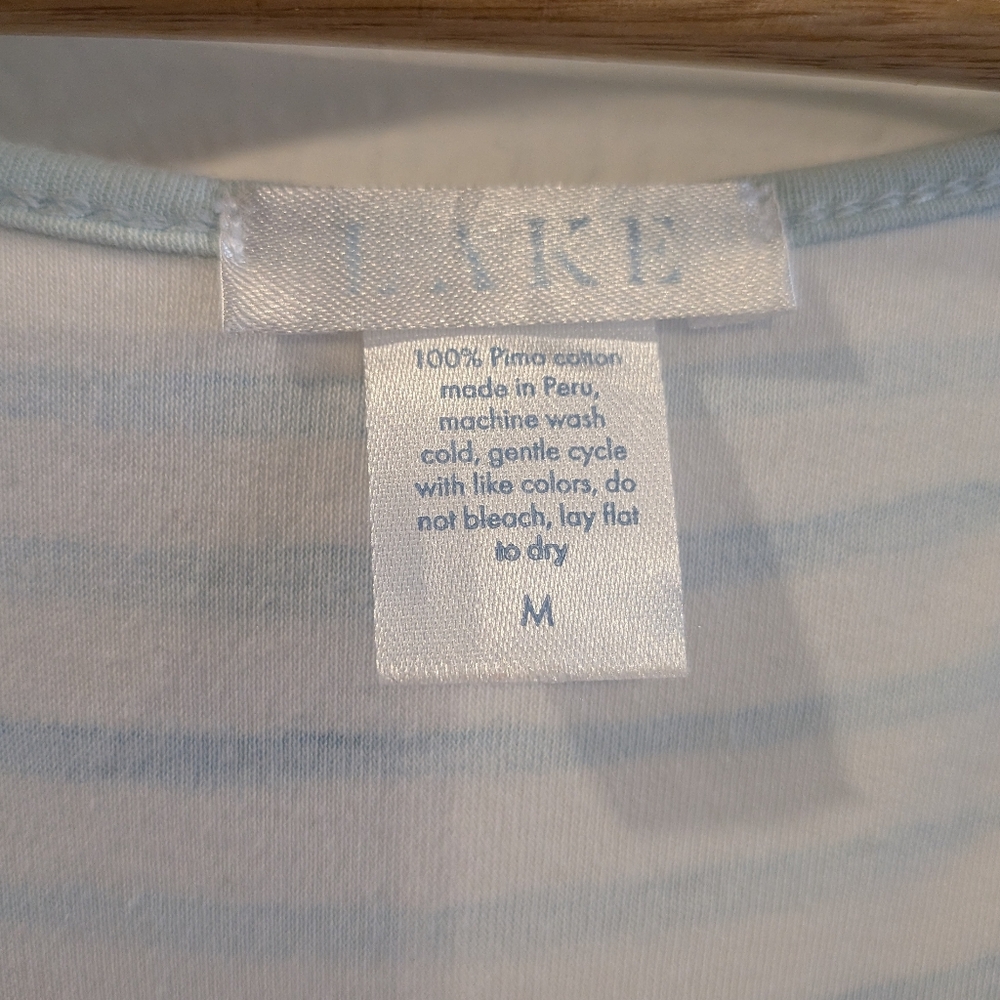 LAKE Pajamas Nightgown 100% Pima Cotton Saltwater Stripe Blue White Stripe M - Picture 6 of 11